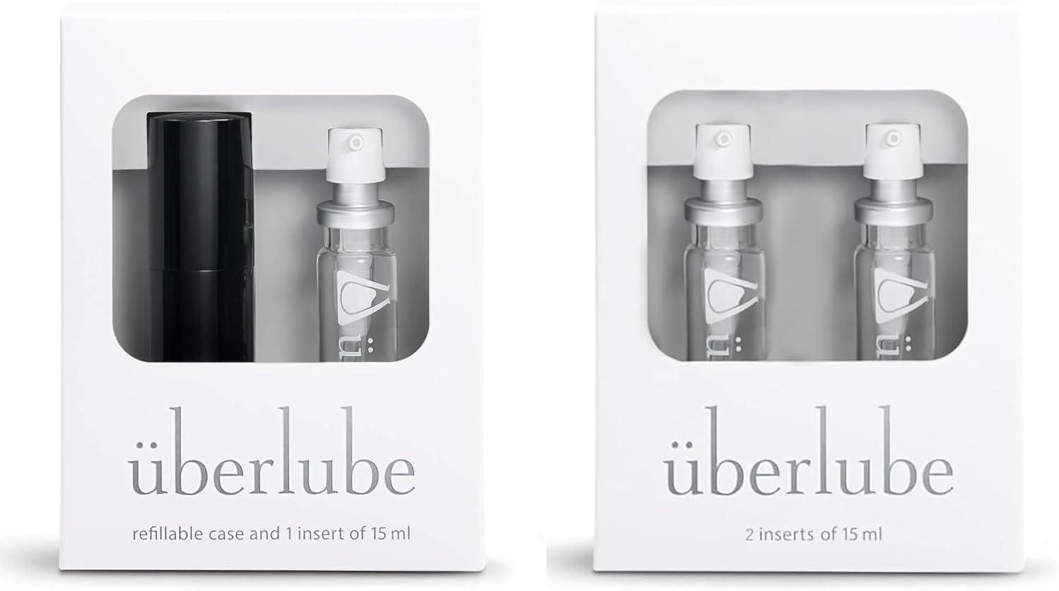 Uberlube Black Travel & Refill Bundle - Black Travel Lube Kit + 2 Refills, Unscented, Flavorless, Works Underwater - 45ml Total