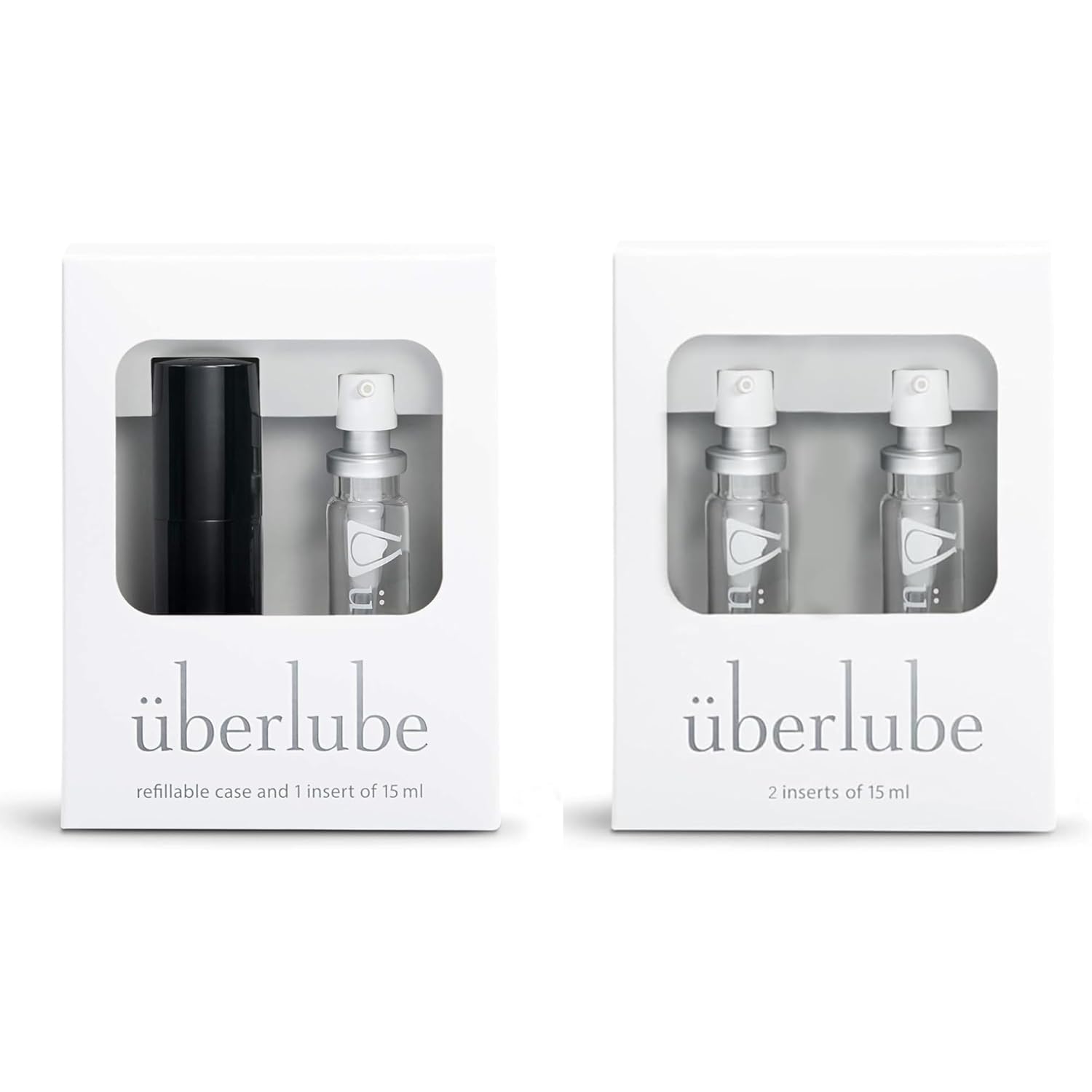 Kit de Lubrificante Uberlube Black Travel e Refil - Lubrificante Sem Perfume de 135g com 2 Refil