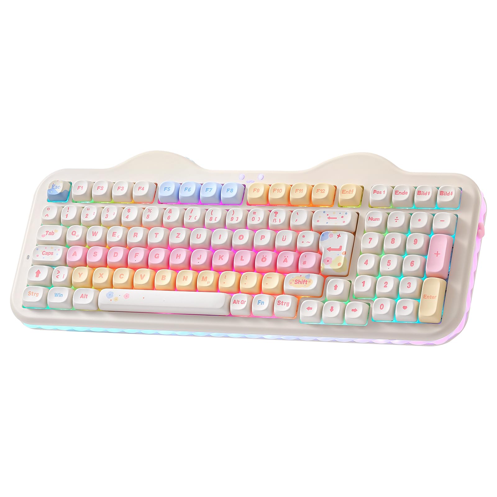 YUNZII C98 ISO DE - Tastiera meccanica wireless (beige, Milk V2 Linear)
