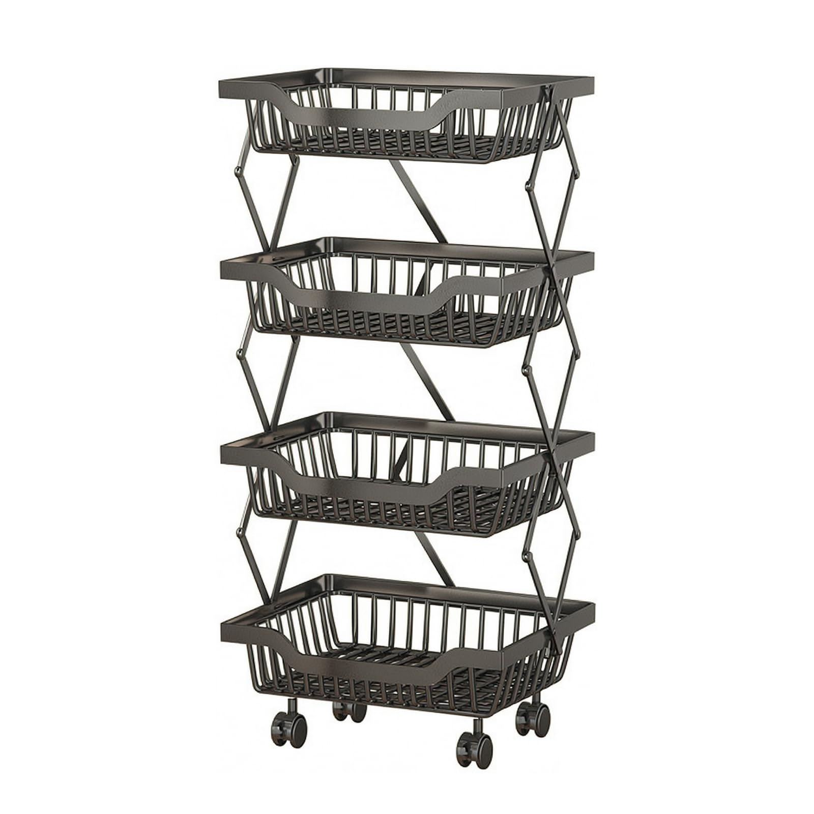 Estantería de Almacenamiento Plegable de 4/5 Niveles,Estante de Cocina de Acero Al Carbono,Capacidad de Carga de 10kg por Nivel,Ideal para Salón,Balcón,Baño y Uso Doméstic(Size:4-Tier)