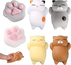 AOOTUERL 6 Pieces Taba Squishy, Anti-Stress Cat Paw Toy, Anti-Stress Toy, Cute Squishy Funny Animals Squeeze Toys, Fidget Toys Suitable for Adults Children