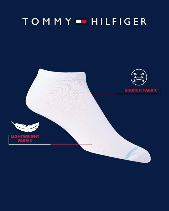 Tommy Hilfiger Mens Ankle Socks - 5 Pack/6 Pack Cotton Blend Moisture Wicking Low Cut Mens Athletic Socks with Arch Support