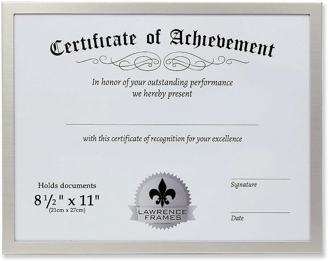Lawrence Frames Dual Use Aluminum Document Frame, 11 by 14-Inch, Silver