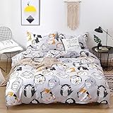 Cat Duvet Cover Queen Size, 3 Pieces Soft Lightweight Microfiber Duvet Cover Set, Cute Cartoon Cat B