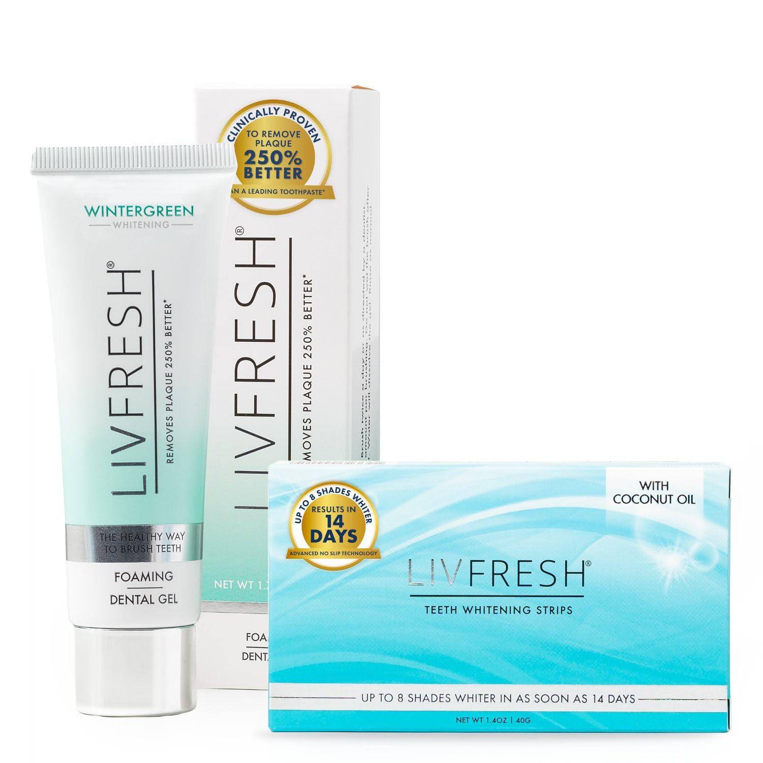Wintergreen Toothpaste & Whitening Strips Bundle, 14 Whitening Treatments, Cleans Teeth & Reduces Plaque