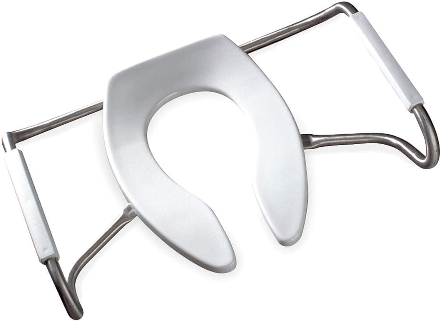 BEMIS MA2155T Medic-Aid Open Front Toilet Seat with Safety Side Arms, ROUND, Long Lasting Solid Plastic, White