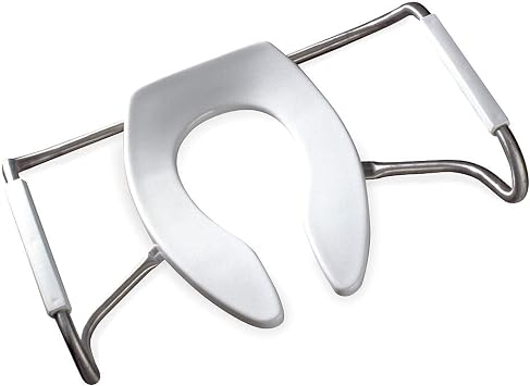 BEMIS MA2155T Medic-Aid Open Front Toilet Seat with Safety Side Arms, ROUND, Long Lasting Solid Plastic, White