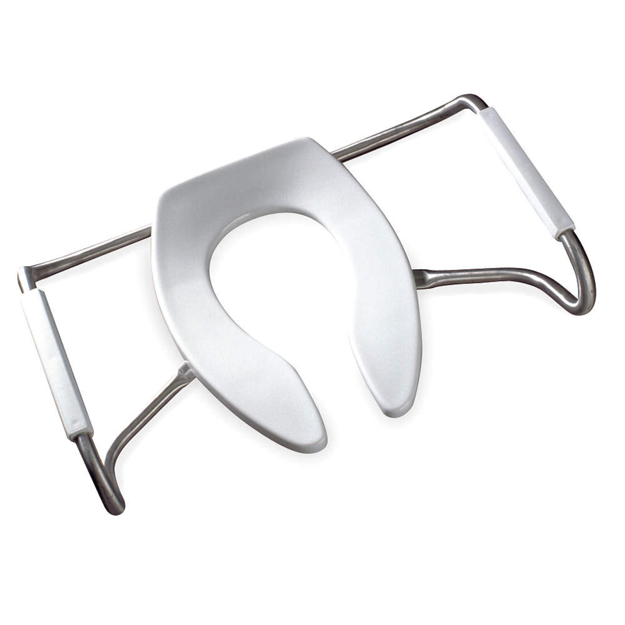 BEMIS MA2155T Medic-Aid Open Front Toilet Seat with Safety Side Arms, ROUND, Long Lasting Solid Plastic, White