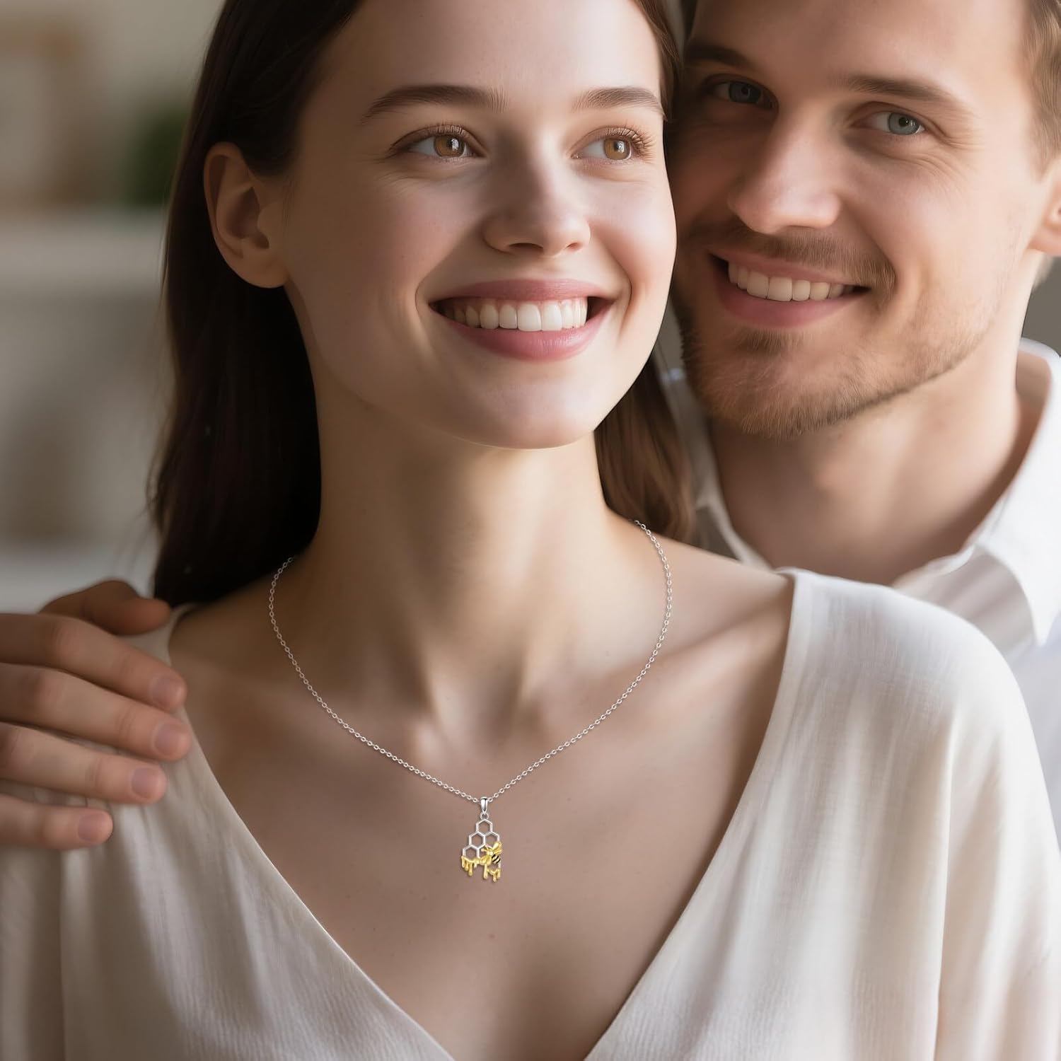 Bee/Sunflower Necklace S925 Sterling Silver Heart Necklaces for Women - Image 5