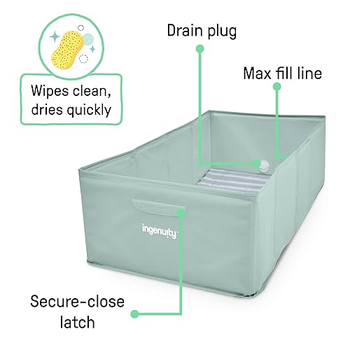 Miniatura 7 de Ingenuity Tuckaway - Bañera plegable para niños, convierte la ducha en bañera, se pliega para almacenar, fácil de limpiar, no requiere montaje,