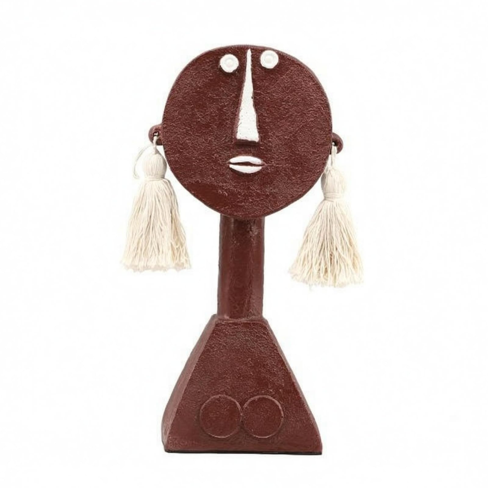 Figura Umana Irreale Orecchini Pendenti Figurina con Base Geometrica Decorativo Figura Volto Umano