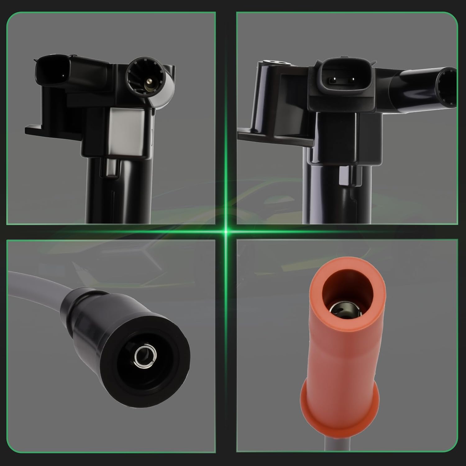 DG526 DG525 Ignition Coil & Spark Plug Wire Set Compatible with Ford F-150 2010-2014 F-250 F-350 2011-2017 E-350 2017 6.2L V8 Replace# UF631 UF639