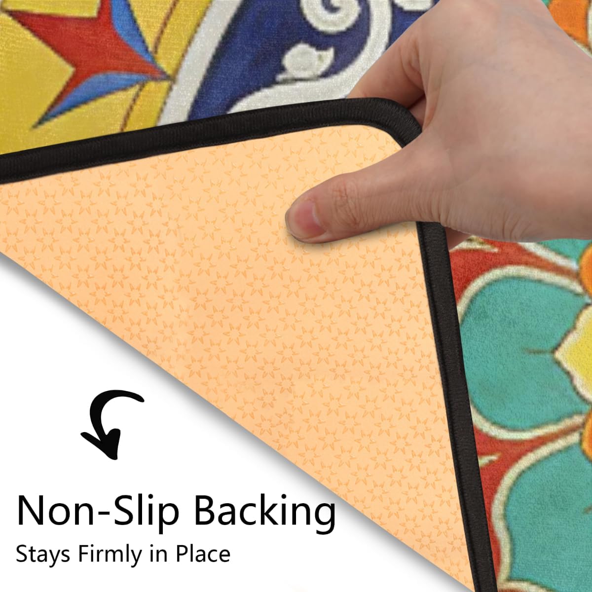 Anti Fatigue Mexican Tile Mandala Kitchen Mats for Floor 2 Piece Set, Waterproof Non Slip Boho Kitchen Floor Rugs, Comfort Standing Mat for Sink Laundry & Home Kitchen 17"x47"+17"x29"