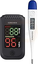 SO911 Black Pulse Oximeter Fingertip | Blood Oxygen Saturation Monitor Fingertip, SpO2 Fingertip Monitor, AAA Battery Included | With Digital Thermometer