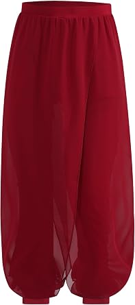 JanJean Kids Girls Chiffon Dance Pants Wide Leg Split High Waisted Palazzo Trousers Classical Dancing Pant Yoga Workout
