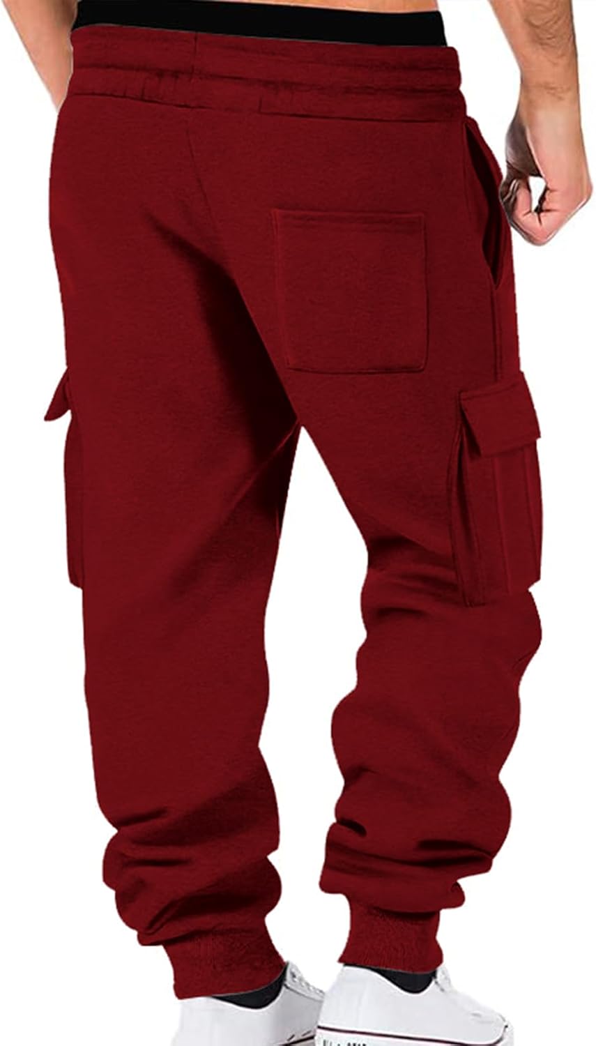 PIDOGYM Mens Fleece Cargo Sweatpants Heavyweight Tapered Joggers Athletic for Men Workout Running with Pockets - Image 2