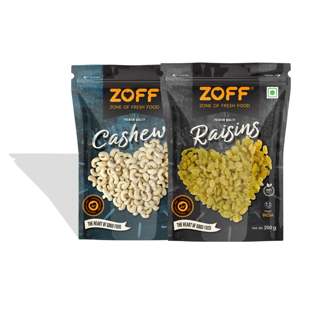 Zoff Premium Cashews & Raisins Combo Pack | 250g Each | Kaju & Kishmish | Total 500g (B0BVGHHR9D) Amazon Price History, Amazon Price Tracker