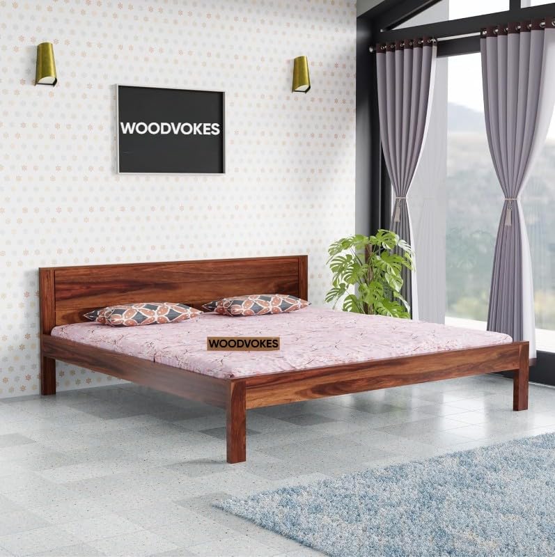 Sheesham Wood King Size Bed Without Storage Solid Wooden Cot Bed ...