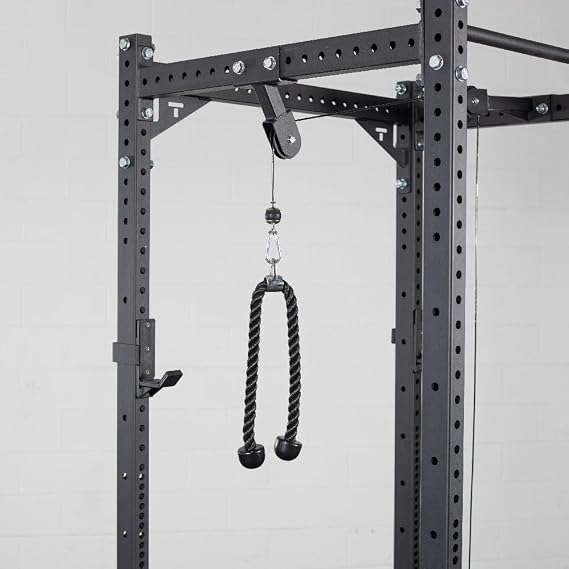 Titan Fitness T-3 Series Tricep/LAT and Low Pulley System, Rated 440 LB, Complete Cable Rack-Mounted Pulley System
