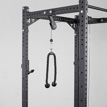 Titan Fitness T-3 Series Tricep/LAT and Low Pulley System, Rated 440 LB, Complete Cable Rack-Mounted Pulley System