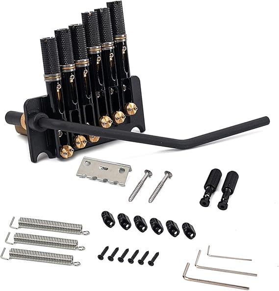 Guitar Replacement Parts 1 Set 6 Strings Or 7 Strings Headless Guitar Fanned Fret Tailpiece Tremolo Bridge Black For Headless Guitar (Color : 6 string)