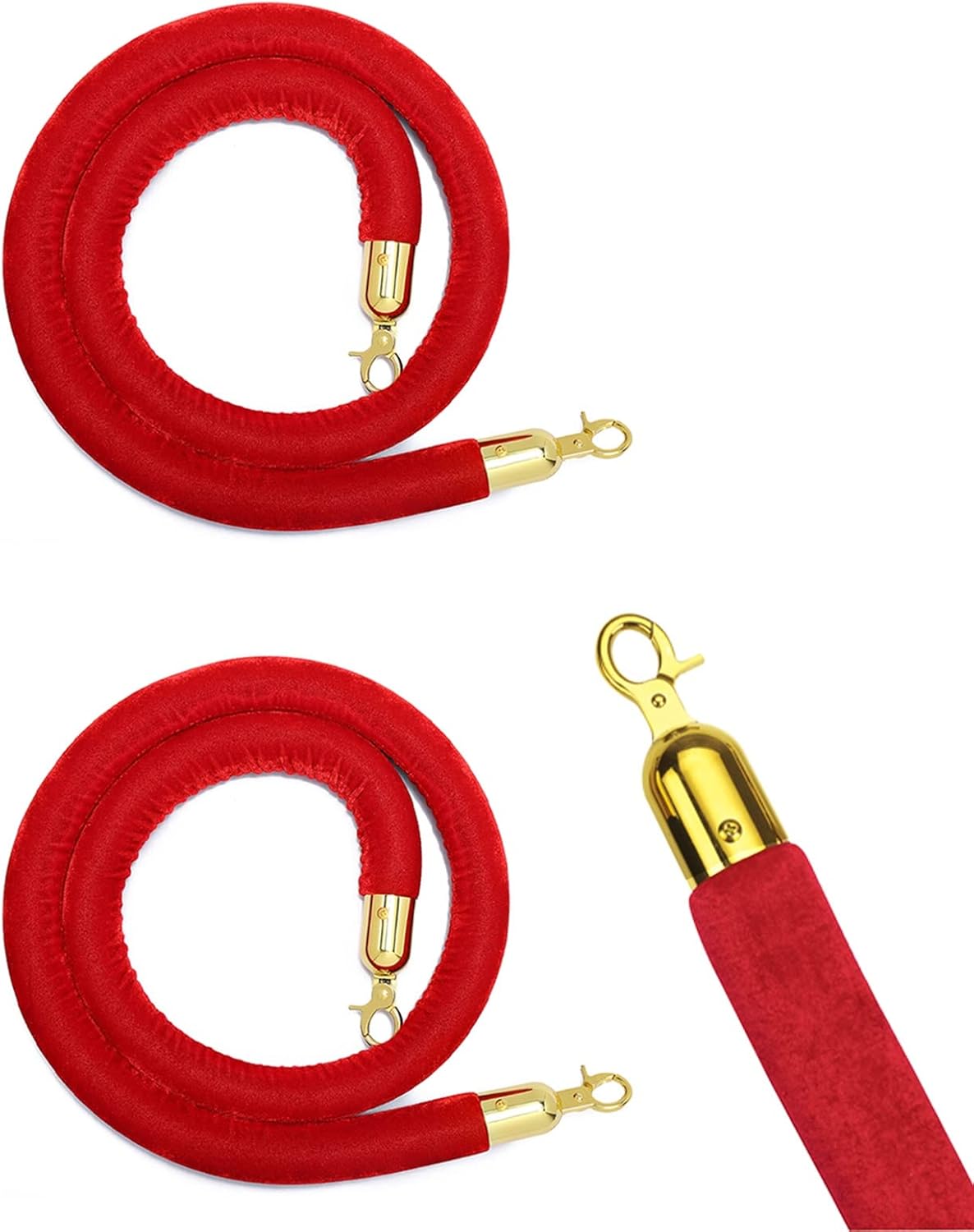 Velvet Barrier Rope,Rope Queue Barrier Belt, Barrier Rope Crowd Control, Stanchion Velvet Rope 2 Pc Foam Core Rope for Indoor Outdoor, Hanging Queue Line Divider