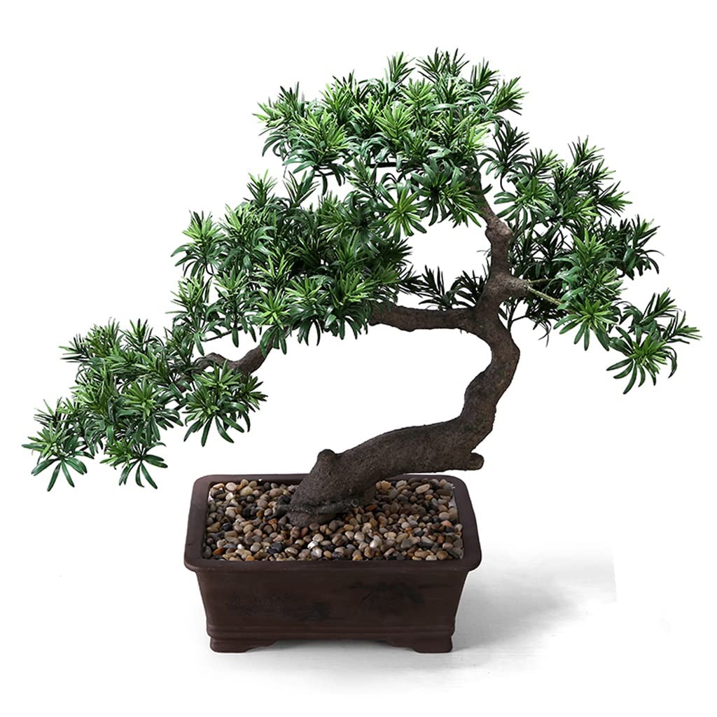 SWENEEN Home Fake Plants Simulation Bonsai Pine Tree Green Plant Potted Plants Suitable For Living Room Office Desktop Porch Decoration Artificial Bonsai Decoration,