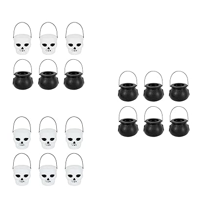 CALANDIS 6X Halloween Candy Bucket Jar Props Holder Party Decoration Kids Toy Witch Horror Bucket