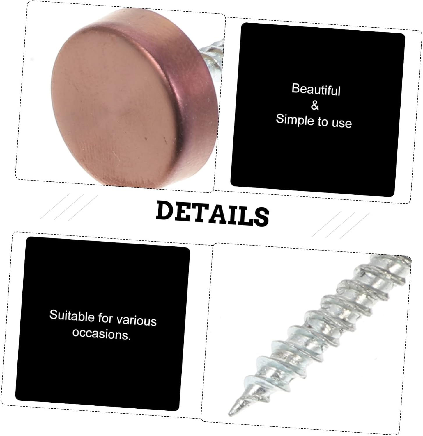 8 Sets Stainless Steel Mirror Fixing Screws with Copper Rings