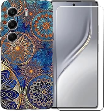 TPU Cover for Tecno Camon 40 Pro 5G + HD Tempered Glass, Silicone Shell Bumper Protective Back Case - 9 Hardness Anti-Scratch Screen Protector for Tecno Camon 40 Pro 5G - OOYLLM36