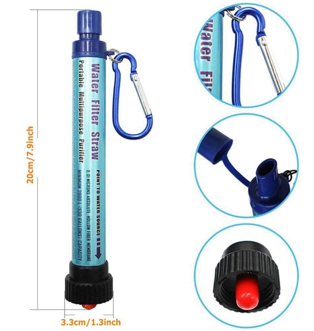 Filtre d'eau personnelle 2000L Purification de l'eau Portable Paille de Survie en Plein air Kit de Filtration de l'eau Camping Water Filtres 0,01 Micron Urgence pour