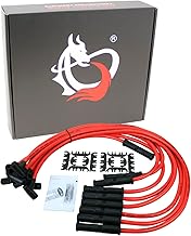 AIP Electronics Dragon Fire Race Series High Performance 10.2mm 90 to Straight Boot Ignition Spark Plug Wire Set Compatible with HEI SBC BBC OEM Fit PW90STR-DF