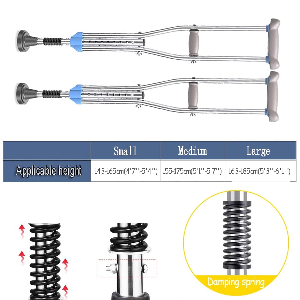Wysokość Regulowane Kule, Podpórka Pod Pachy Crutches Dorosłych z Ergonomicznym Uchwytem, 1 Para, Pojemność Wagowa 150kg/330lbs (Size : L)