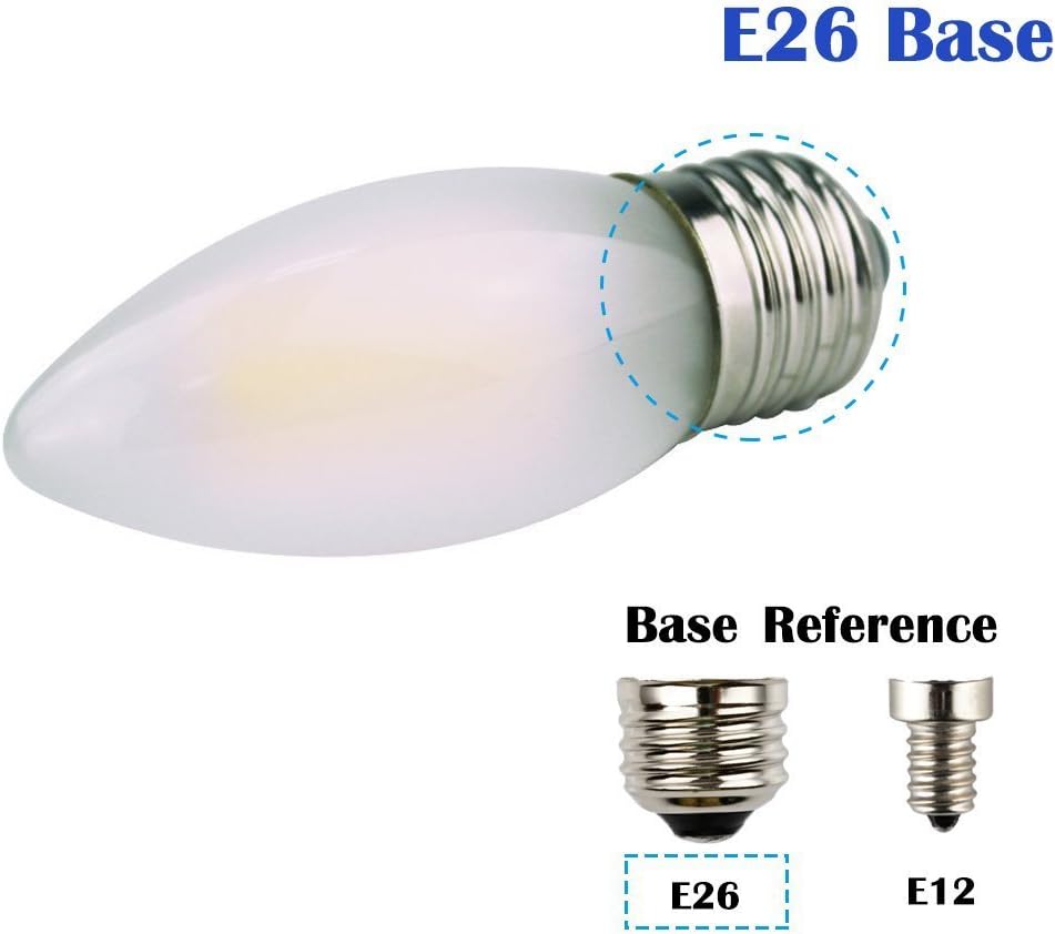 C35 LED Candelabra Bulb, 6W Dimmable, E26 Standard Base, 600LM 60W Incandescent Equivalent, 2700K Soft Warm White Light, Frosted Glass Housing, Torpedo Tip, 3-Pack