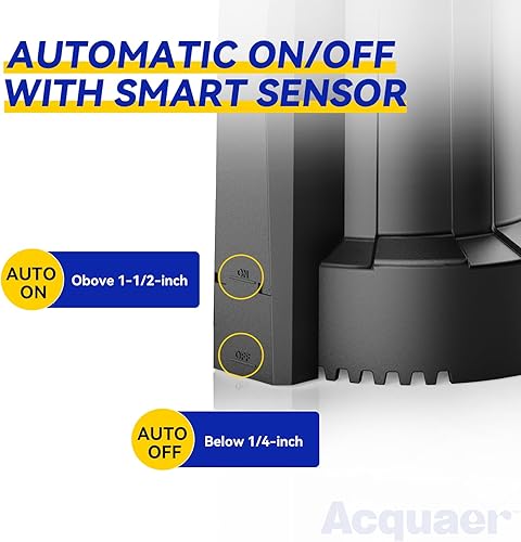 Miniatura 3 de Acquaer Bomba de agua sumergible automática de 13 HP, bomba de sumidero de 115 V con adaptador de válvula de retención de manguera de jardín de 34