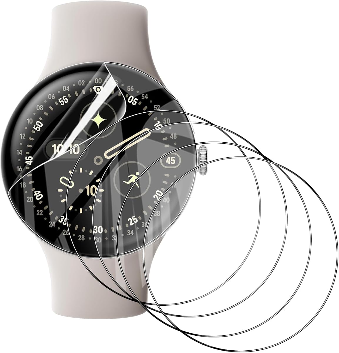 5 Pack Screen Protector for Smartwatch Google Pixel Watch 4/3 45mm,Soft Flexible TPU Film Screen Protector for Pixel Watch 4 45mm,Full Coverage,HD Clear,Support Fingerprint Unlock