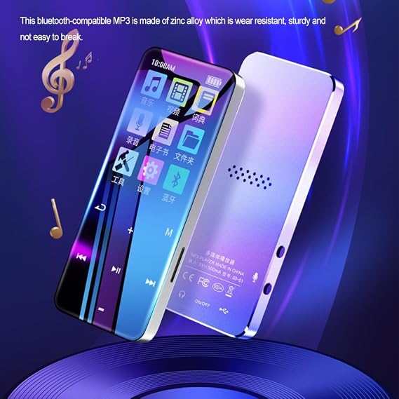 Bluetooth-compatible 1.8-inch Screen MP3 MP4 HD Display Player Stereo Sound Music Playing Household School Sporting, Pink, 16GB