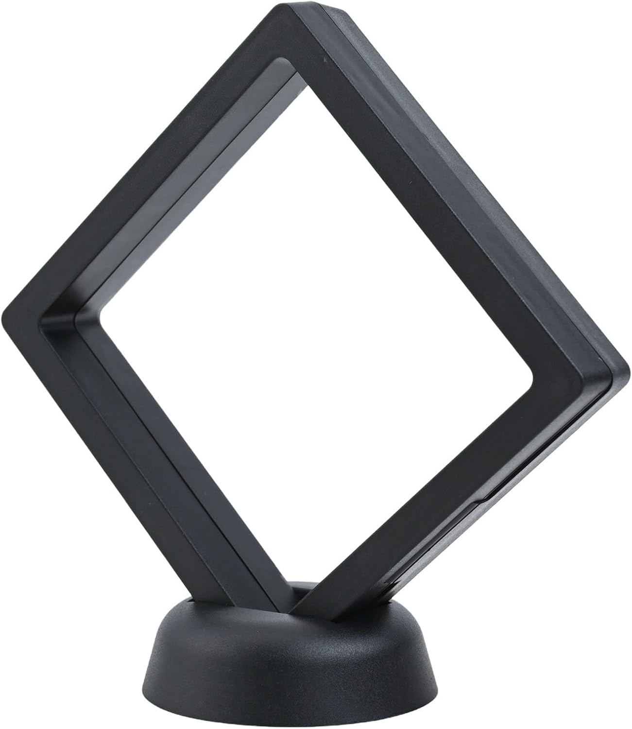 3D Floating Coin Display Case 90mm Black Coin Holder Box for Medals, Stamps, Jewelry, Casino Chips, Souvenirs - Plastic Showcase Stand with Transparent Films (2 Pack)