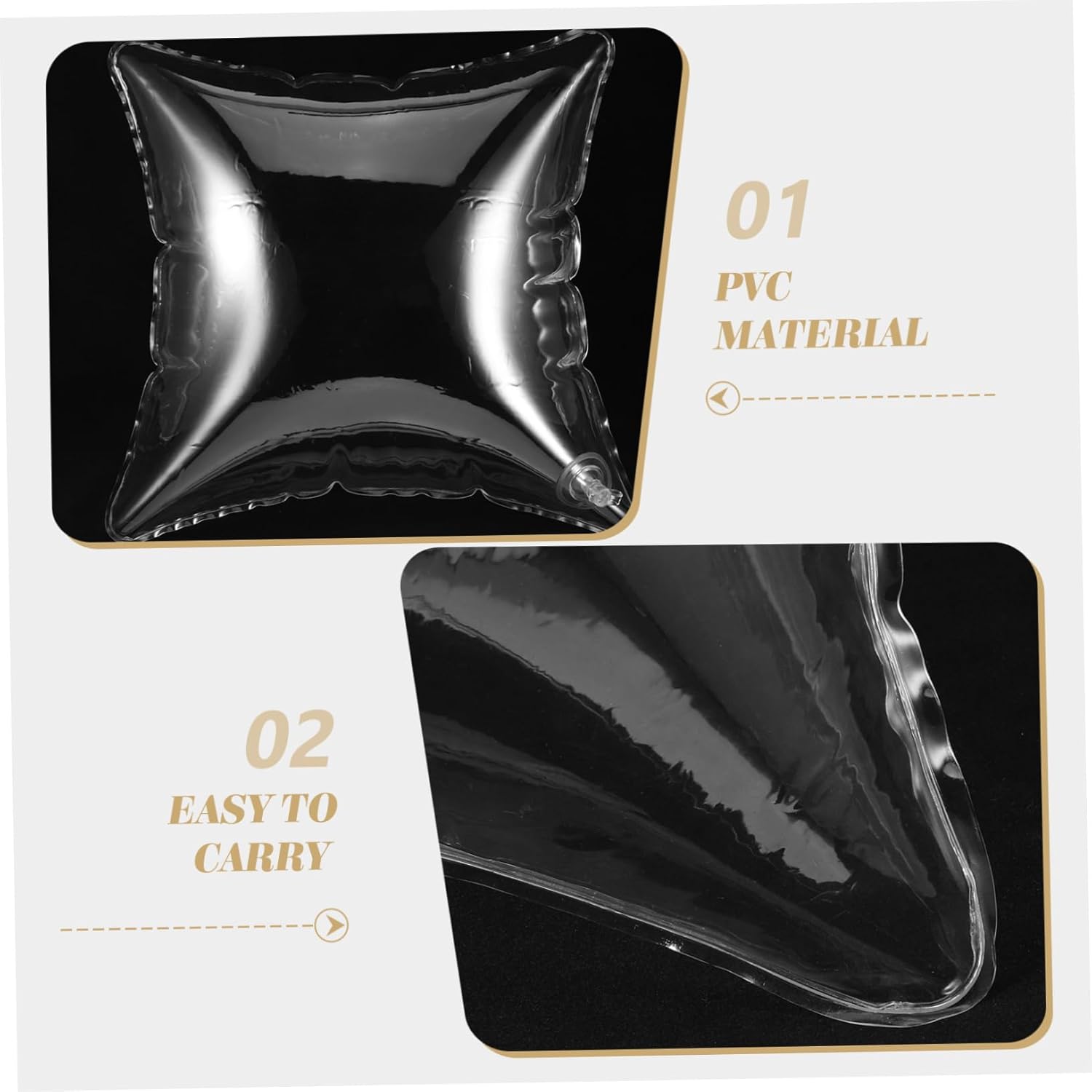 3pcs Camping Cushion Inflatable Pillow Transparent Travel Pillow Insert and Portable for Outdoor Use for Camping Hiking and Backpacking