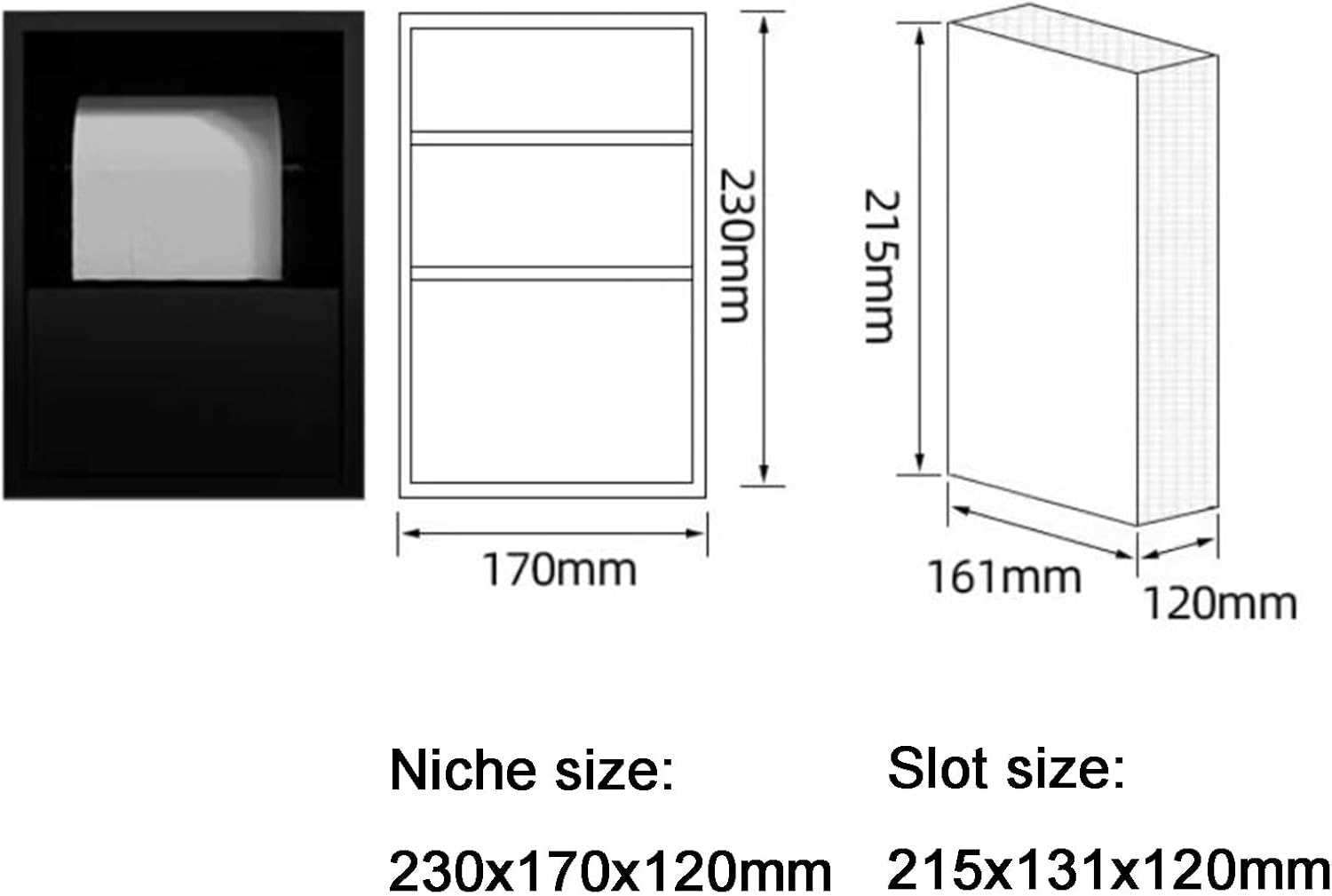 Waterproof Shower Niche Recessed,Shower Niche, Recessed Shelf Organizer Shower Niche, Toilet Paper Toiletries Storage Rack, No Tile Needed Bathroom Niche Bathroom Storage Living Room Bedroom