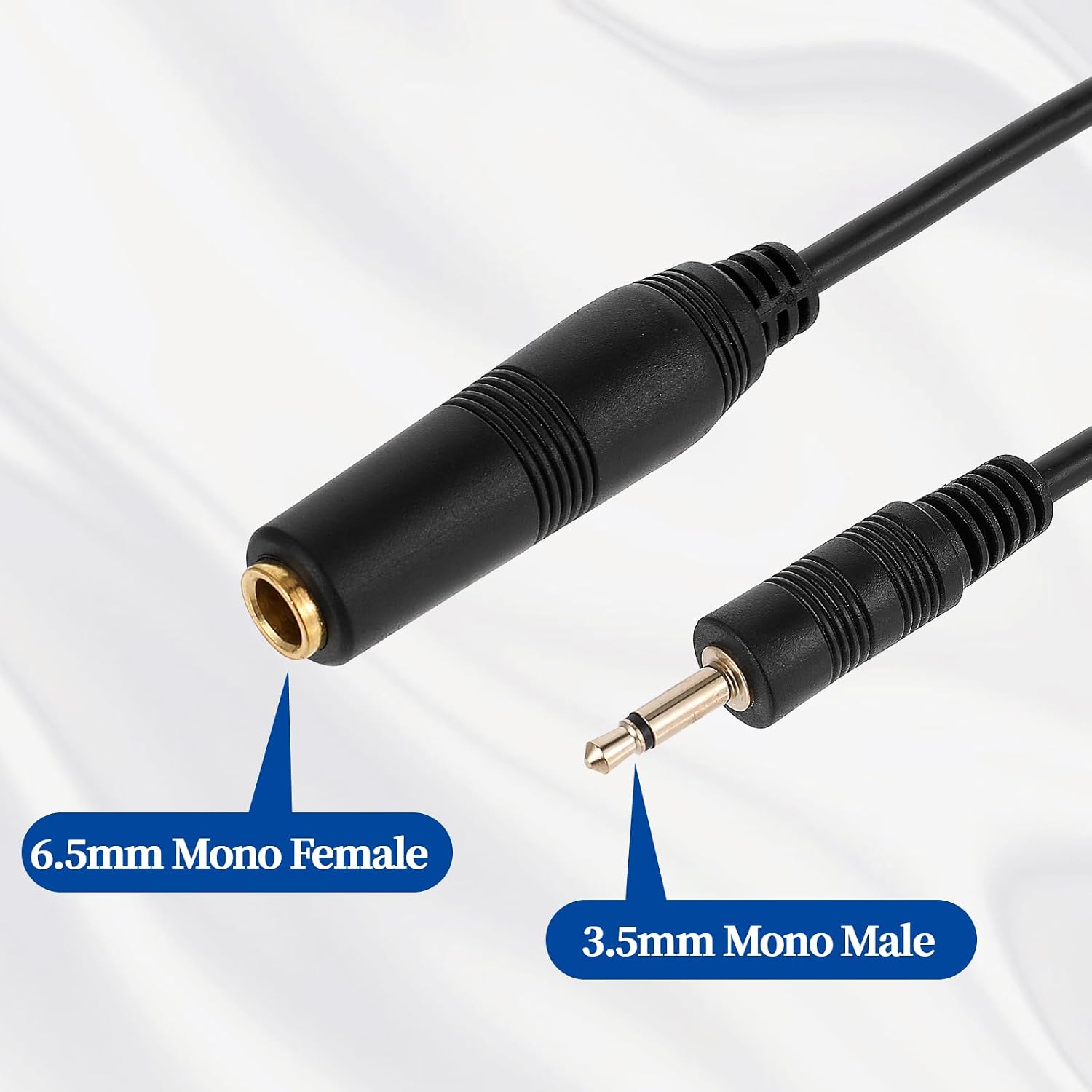 2 Pack 3.5mm 1/8" TS Mono Male to 6.3mm 1/4" Mono Female Adapter Audio Cable Cord 1/8 to 1/4 TRS Female Stereo Jack Audio Cable Connector Adapter Stereo Audio Cable for Amplifiers, Guitars, Pianos
