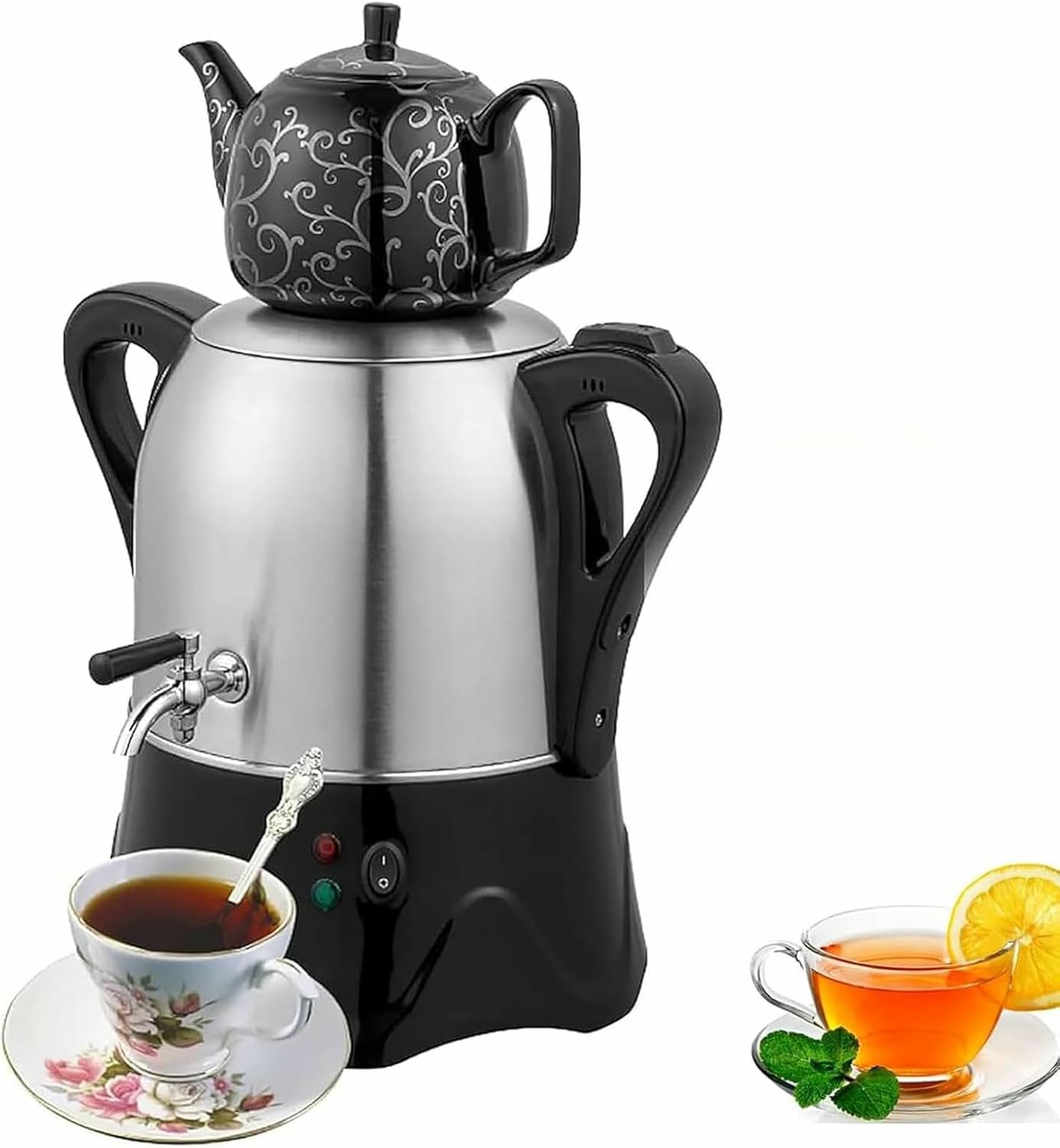 Théière samovar électrique en acier inoxydable et céramique