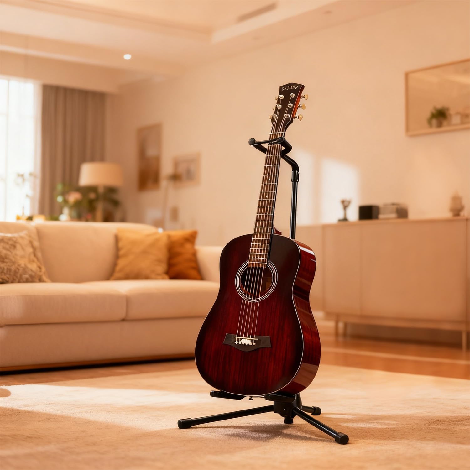 Music Guitar Stand Multi-Function Adjustable Tripod Padded Neck & Yoke Collapsible Design | 1-Pack