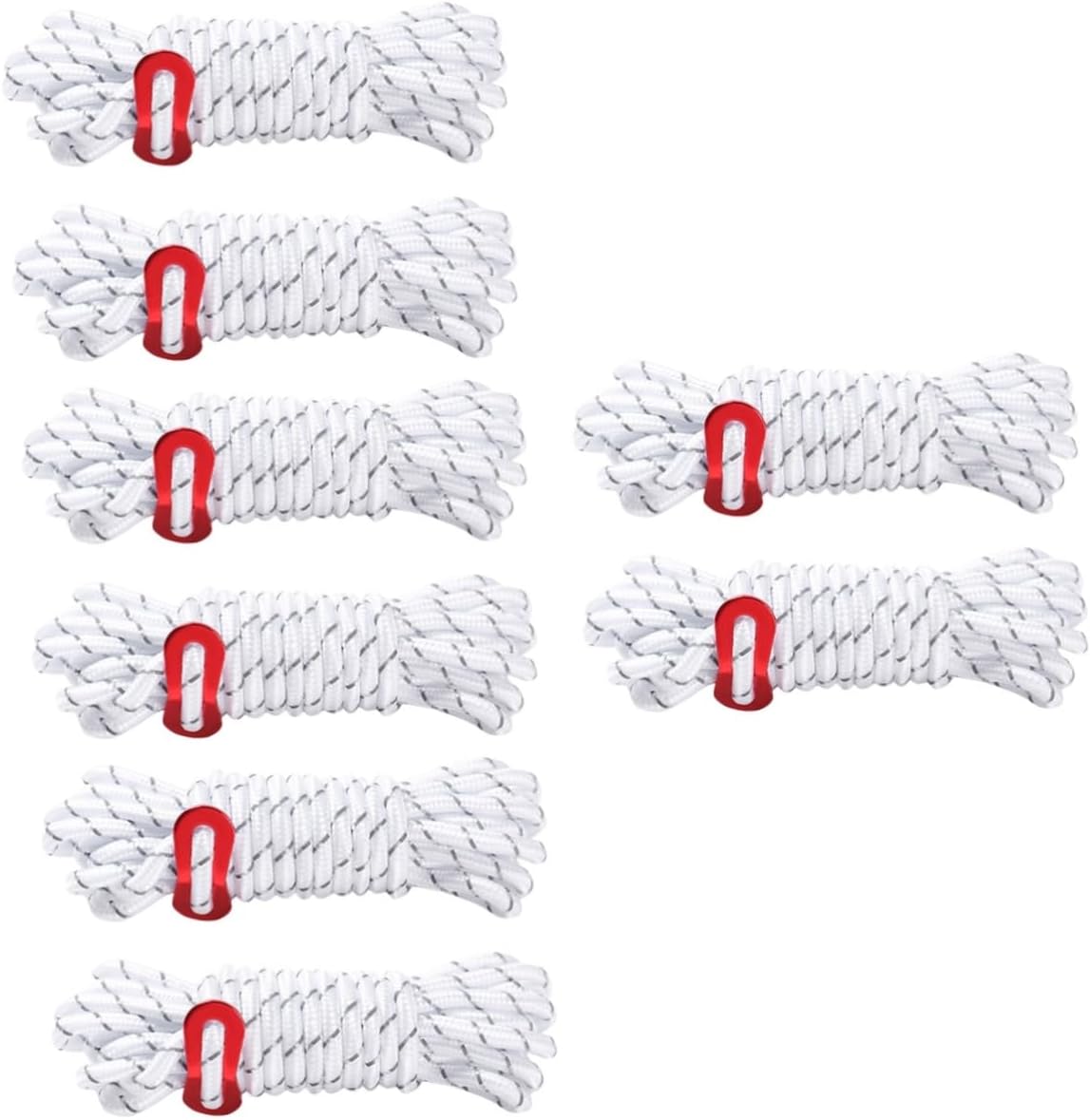 ibasenice 8pcs Tent Ropes Reflective Windproof Outdoor Camping Cords for Tarp Canopy with Buckles Easy to Install and for Camping and Drying Clothes
