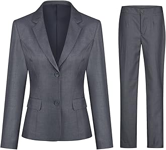 YUNCLOSWomen's 2 Pieces Office Suit Set Long Sleeve Blazer Jacket and Suit Pants
