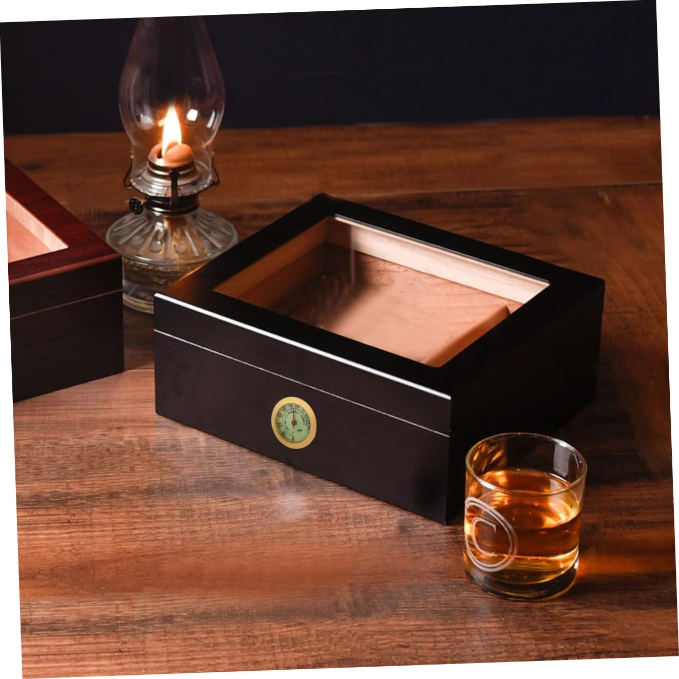 Small Round Analog Hygrometer for Cigar Humidor Box and Violin Case Mechanical High-Precision Humidity Gauge Lightweight Portable Tobacco Moisture