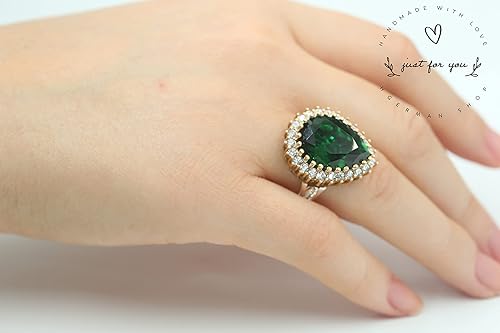 Miniatura 3 de Anillo especial hecho a mano de diseño otomano de esmeralda en plata de ley 925, anillo antiguo Hurrem, varios tamaños