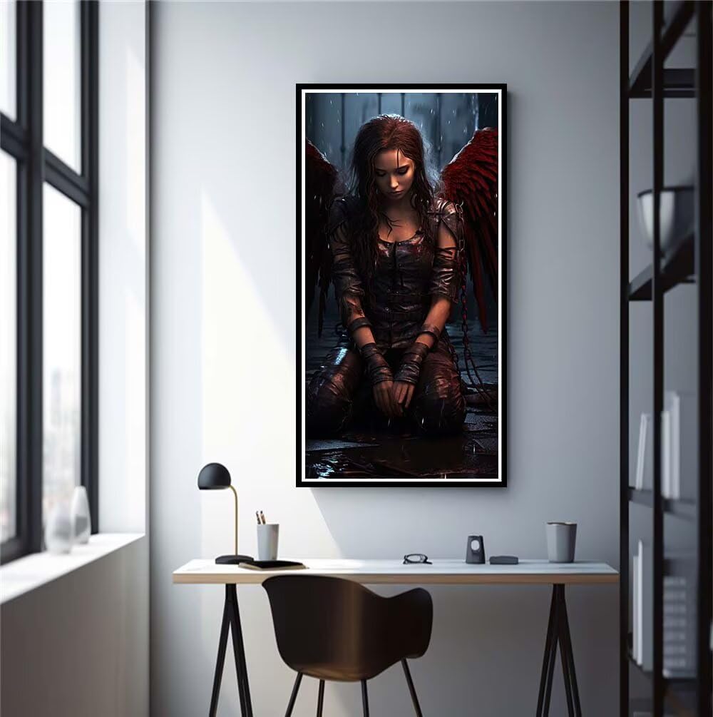 Peinture Diamant Adulte Ange Déchu 70x140cm, 5D Square Diamond Painting Femme Grand Format Diamond-Painting Carré Diamant Strass Point de Croix Cristal Painting Pour Murale Décoration (SQ956)