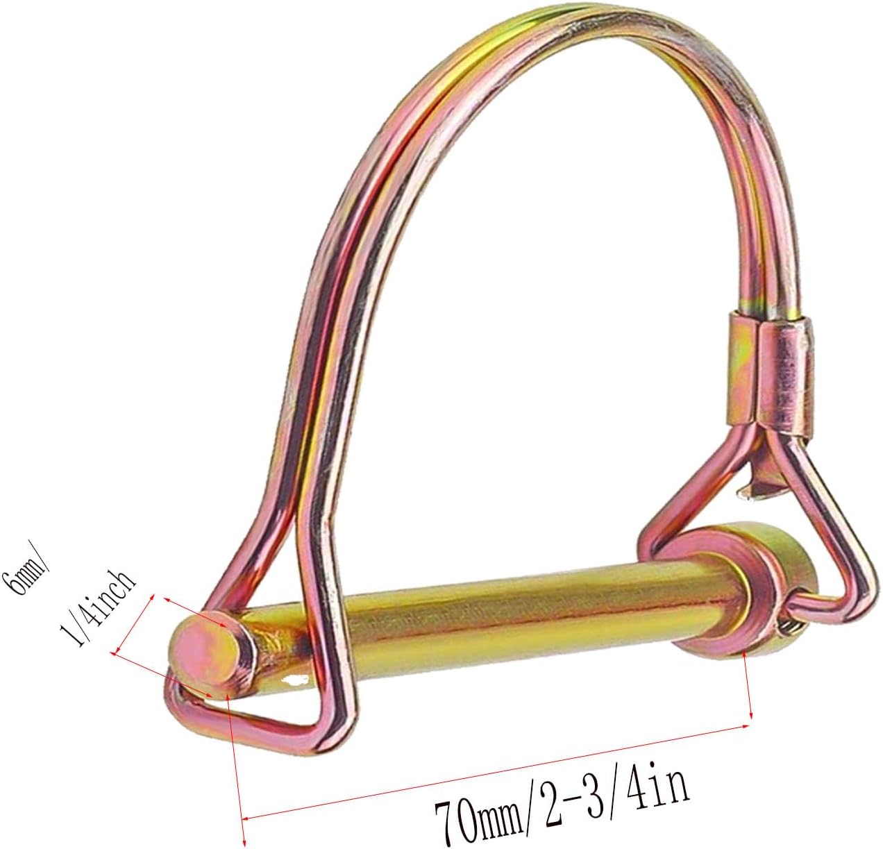 1/4 inchTrailer Coupler Pin Diameter, Type D Shaft Locking Pin Set,Trailer Hitch Locking Pin, Lawn Mower Hitch Pin Quick Release Wire Lock Pin 10Pcs