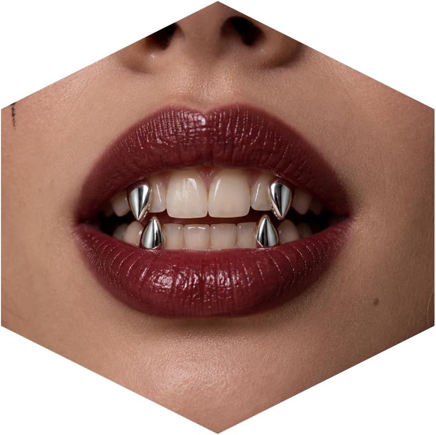 VCMART Grillz, Vampire Grillz, Grillz Teeth Men Grills for Your Teeth Grillz for Women Men CZ Fangs Hip Hop Rapper Costume Accessory Cosplay Tooth Jewelry Halloween Party